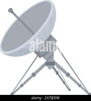 Detaillierte Vektorillustration einer Cartoon-Satellitenschüssel für Telekommunikations- und Rundfunktechnologie mit einem modernen flachen Design-Symbol und globalem Fernsehindustriekonzept Stock Vektor