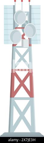 Flacher Design-Vektor eines Kommunikationsturms im Cartoonstil, isoliert auf weiß Stock Vektor