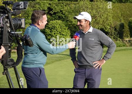 Walton on the Hill, Surrey, Großbritannien. Mai 2024. Action beim letzten Qualifikationstag für die US Open Golf Championship 2024 im Walton Heath Golf Club, Surrey, Großbritannien: Sky Sport TV Interview Eduardo Molinari nach dem Spiel und heÕd qualifiziert sich für den Start in Pinehurst, dem Austragungsort der US Open nächsten Monat Credit: Motofoto/Alamy Live News Stockfoto