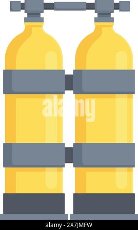Flacher Design-Vektor von zwei Tauchsauerstofftanks isoliert auf weißem Hintergrund Stock Vektor