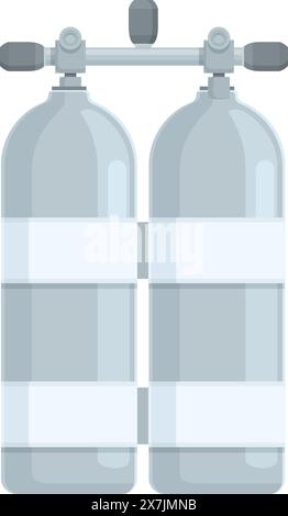Vektorillustration von zwei Tauchbecken isoliert auf weißem Hintergrund, perfekt für Tauchausrüstung und Unterwasser-Sauerstoffausrüstung Stock Vektor