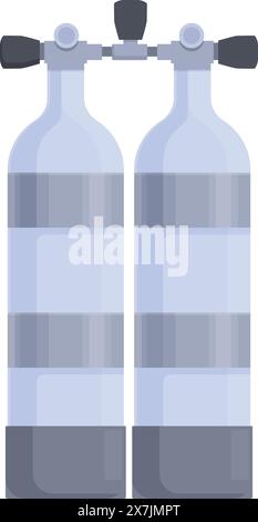 Vektor-Illustration von zwei Tauchbecken für Tauchausrüstung auf einem sauberen weißen Hintergrund, perfekt für Unterwasser-Abenteuersport und Freizeitaktivitäten Stock Vektor