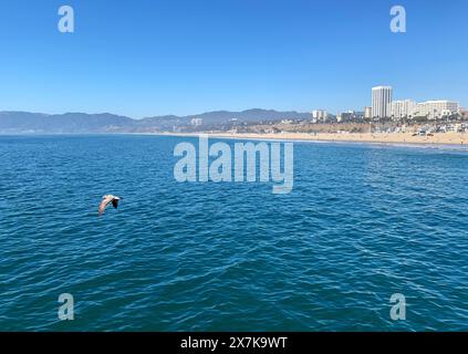 Meerblick vom Pier des Santa Monica Beach in Los Angeles, Kalifornien Stockfoto