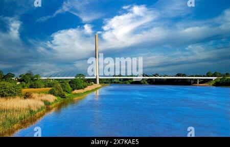 Waterford Suir Bridge - längste Cable Stay Bridge in Irland. Als Teil der Waterford City Bypass überquert sie den Fluss Suir vom County Kilkenny. Stockfoto