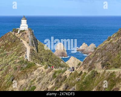 Nugget Point Lighthouse View Point, Nugget Point, Catlins Coast, Otago, Neuseeland Stockfoto