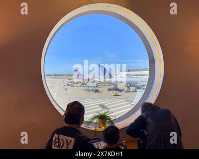 Abflugsteig am Flughafen Sydney Kingsford Smith, Mascot, Sydney, New South Wales, Australien Stockfoto