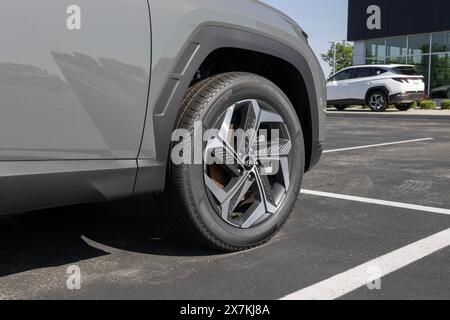 Noblesville - 19. Mai 2024: Hyundai Tucson Limited wird in einem Händlerbetrieb ausgestellt. Hyundai bietet den Tucson in den Modellen SE, SEL, XRT und N Line an. MEIN:2024 Stockfoto