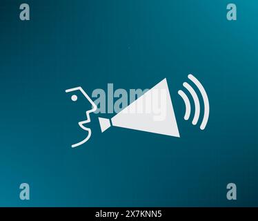 Eine Person, die in einem Megaphon spricht, Vektorsymbol. Stock Vektor