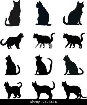 Cat Bundle| Cat Clipart | Cat Silhouette | Vector Cat Stock Vektor