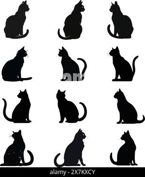 Cat Bundle| Cat Clipart | Cat Silhouette | Vector Cat Stock Vektor