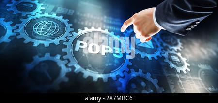 Pop3. Internet Postal Protocol. Universeller Hintergrund. Stockfoto