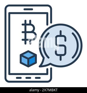 Smartphone-Bildschirm mit farbigem Symbol oder Symbol für Crypto-Vektor-Bitcoin-Konzept Stock Vektor