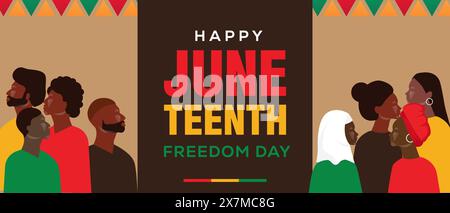 Happy juneteenth Freedom Day horizontale Banner Illustration Stock Vektor