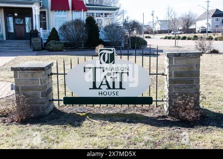 Tait House Schild in Downtown Shediac, New Brunswick, Kanada Stockfoto