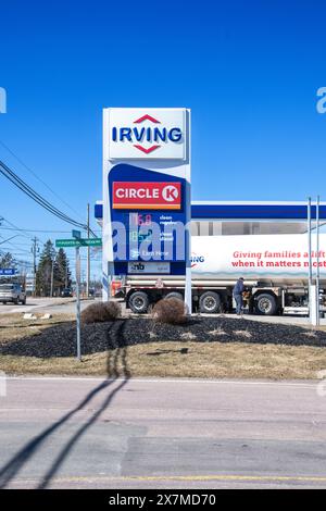 Schild für Irving Oil und Circle K Tankstelle in Shediac, New Brunswick, Kanada Stockfoto