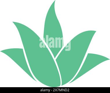 Grünes Logo-Symbol von Aloe Vera auf weißem Hintergrund. Flache Symbole für Logo, Symbol, Etikett und Aufkleber. Vektorabbildung. Stock Vektor