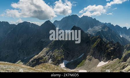 Die hohe Tatra ist der höchste Gerlachovsky-Stit-Gipfel in der Slowakei an einem schönen Sommertag Stockfoto