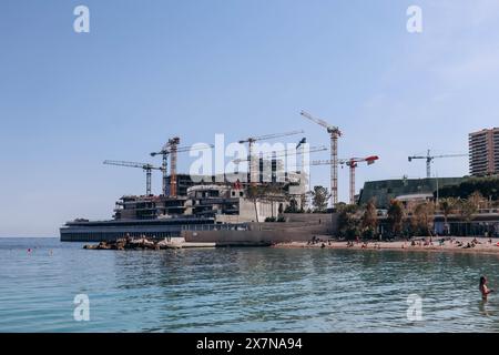 Monaco, Monaco - 14. Mai 2023: Bau des neuen Öko-Viertels Portier, genannt „Anse du Portier“ in Monaco Stockfoto