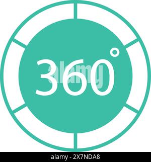 Minimalistisches Symbol für eine 360-Grad-Panoramaansicht oder -Drehung Stock Vektor