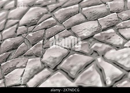 Die Textur von Eiskarlet-Stücken, die an der Oberfläche verklebt sind Stockfoto