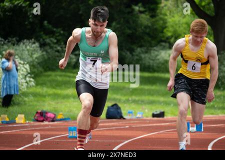Club Athletics, Herren 200m Rennen, Leamington Spa, Großbritannien Stockfoto