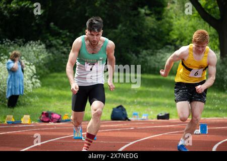 Club Athletics, Herren 200m Rennen, Leamington Spa, Großbritannien Stockfoto