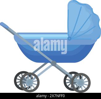 Vektorkunst eines wintagestyle blauen Kinderwagens Stock Vektor