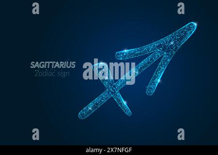 Abstraktes futuristisches Bild des Zodiakzeichens sagittarius. Astrologische Horoskopcharakteristik. Die polygonale Vektorillustration sieht wie Sterne in der aus Stock Vektor