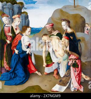 Meister der Virgo Inter Virgines, Klagelei über den toten Christus, Ölgemälde auf Platte, 1486-1487 Stockfoto