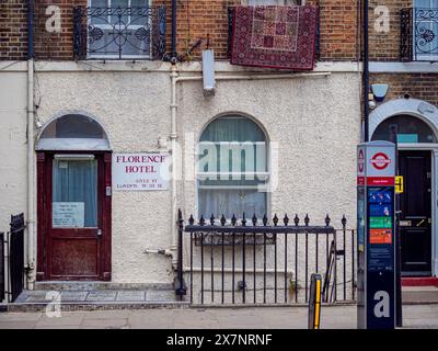 Florence Hotel 9 Argyle St London - eines von vielen kleinen Budget-Hotels in der Nähe von Euston und Kings Cross St Pancras Station im Zentrum von London Stockfoto