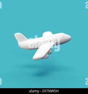 Flugzeug - stilisiertes 3D CGI-Symbolobjekt, nicht Gen Ai Stockfoto