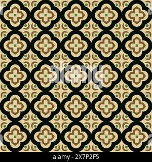 Original-Einrichtung in traditionellem portugiesischem und spanischem Stil. Nahtlose Flickwerk-Fliesen mit viktorianischen Motiven. Keramikfliesen im talavera-Stil. Gaudi-Mosaik Stock Vektor