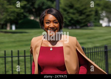 Washington, Usa. Mai 2024. Die Schauspielerin und Komikerin Tiffany Haddish ist vor dem Westflügel des Weißen Hauses in Washington DC zu sehen, bevor eine jüdische Kulturfeier stattfindet. (Foto: Aaron Schwartz/SIPA USA) Credit: SIPA USA/Alamy Live News Stockfoto