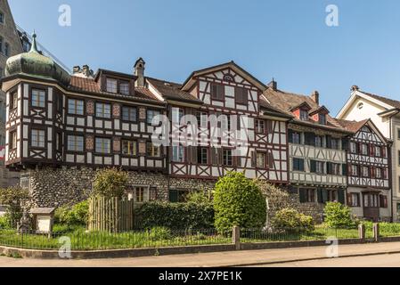 Fachwerkhäuser in der Altstadt von Arbon, Kanton Thurgau, Schweiz Stockfoto