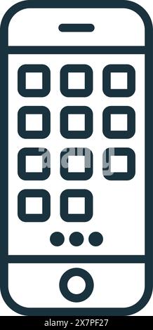 Symbol für mobile App. Einfaches Monochrom-Symbol für mobiles Marketing und Werbung für Vorlagen, Webdesign und Infografiken Stock Vektor