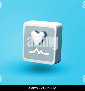 Symbole für 3D-Objekte in verschiedenen Designs – Herzmonitor Stockfoto