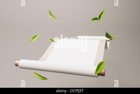 Leeres chinesisches altes Rollenbanner, 3D-Rendering. 3D-Abbildung. Stockfoto