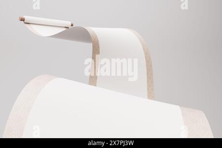 Leeres chinesisches altes Rollenbanner, 3D-Rendering. 3D-Abbildung. Stockfoto