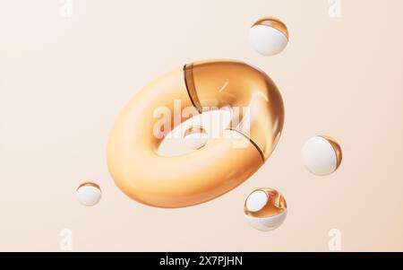 Abstrakte Torusform Glasgeometrie, 3D-Rendering. 3D-Abbildung. Stockfoto