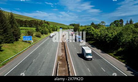 Autobahn M74 in der Nähe von Abington in South Lanarkshire, Schottland Stockfoto