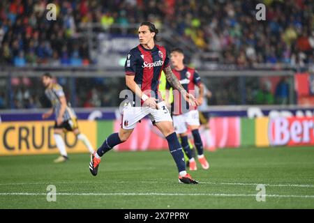 Bologna, Italien. Mai 2024. Riccardo Calafiori (Bologna FC) während des Spiels Bologna FC gegen Juventus FC, italienische Fußball Serie A in Bologna, Italien, 20. Mai 2024 Credit: Independent Photo Agency/Alamy Live News Stockfoto