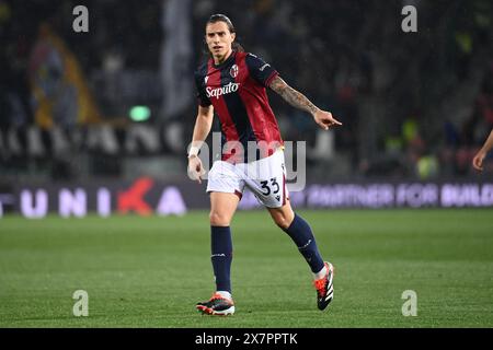 Bologna, Italien. Mai 2024. Riccardo Calafiori (Bologna FC) während des Spiels Bologna FC gegen Juventus FC, italienische Fußball Serie A in Bologna, Italien, 20. Mai 2024 Credit: Independent Photo Agency/Alamy Live News Stockfoto