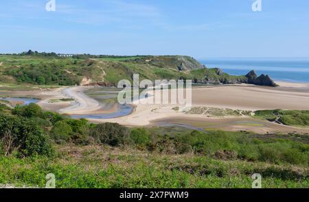 Three Cliffs Bay auf der Gower Peninsula, Swansea, Wales, Vereinigtes Königreich. Stockfoto