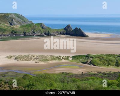 Three Cliffs Bay auf der Gower Peninsula, Swansea, Wales, Vereinigtes Königreich. Stockfoto