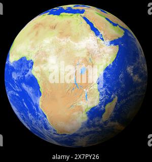 Ansicht der Erde aus dem All, die Burundi in der Mitte des Bildes zeigt. Stockfoto