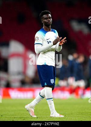 Aktenfoto vom 17.11.2023 von Englands Bukayo Saka. Southgate hat eine 33-köpfige Trainingseinheit benannt, die bis zum 7. Juni auf maximal 26 Spieler reduziert werden muss. Ausgabedatum: Dienstag, 21. Mai 2024. Stockfoto