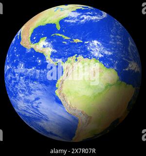 Ansicht der Erde aus dem Weltraum, die Kolumbien in der Mitte des Bildes zeigt. Stockfoto