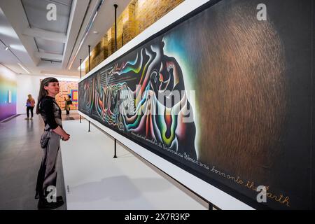 London, Großbritannien. Mai 2024. Anfang 1982: Enthüllungen von Judy Chicago im Serpentine North. Es ist die größte Einzelausstellung in einer Londoner Institution, die das Werk des bahnbrechenden Künstlers, Autors, Pädagogen, Kulturhistorikers und Feministin zeigt. Die Ausstellung wird vom 23. Mai bis 1. September 2024 präsentiert. Guy Bell/Alamy Live News Stockfoto