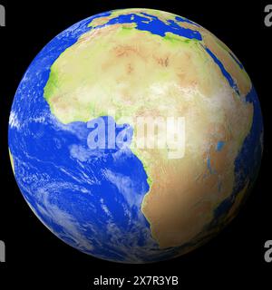 Ansicht der Erde aus dem Weltraum mit Äquatorialguinea in der Bildmitte. Stockfoto