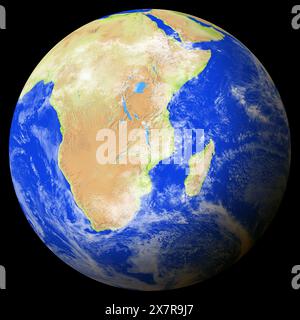 Ansicht der Erde aus dem All, die Malawi in der Mitte des Bildes zeigt. Stockfoto